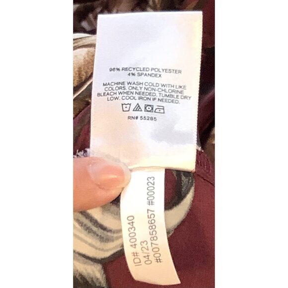 Express Size M Floral Burgundy Satin Midi Dress Cowl Neck Hi-Lo Beachy Whimsy - Picture 6 of 12